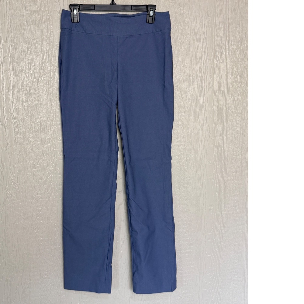 Nic+Zoe Wonderstretch Straight Leg Pull On Pants Blue Gray Size 8 Excellent!